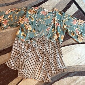 Kori Blue Floral Kimono Cardigan Blouse